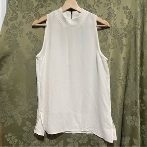 LOFT Women’s Ivory Sleeveless Blouse Mock Neck Size Medium Petite NWT